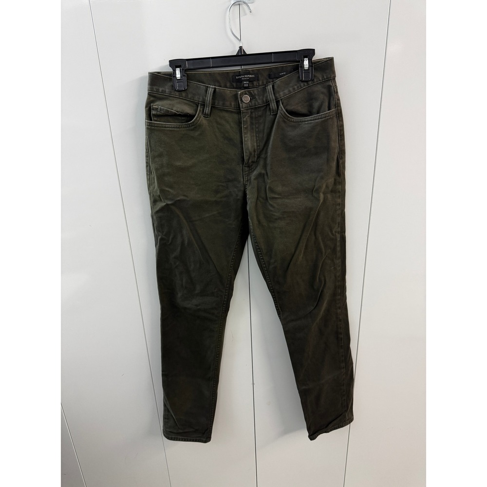 Banana Republic Traveler Pants Mens 30x32 Slim Fit Olive Green 5 Pocket Chino